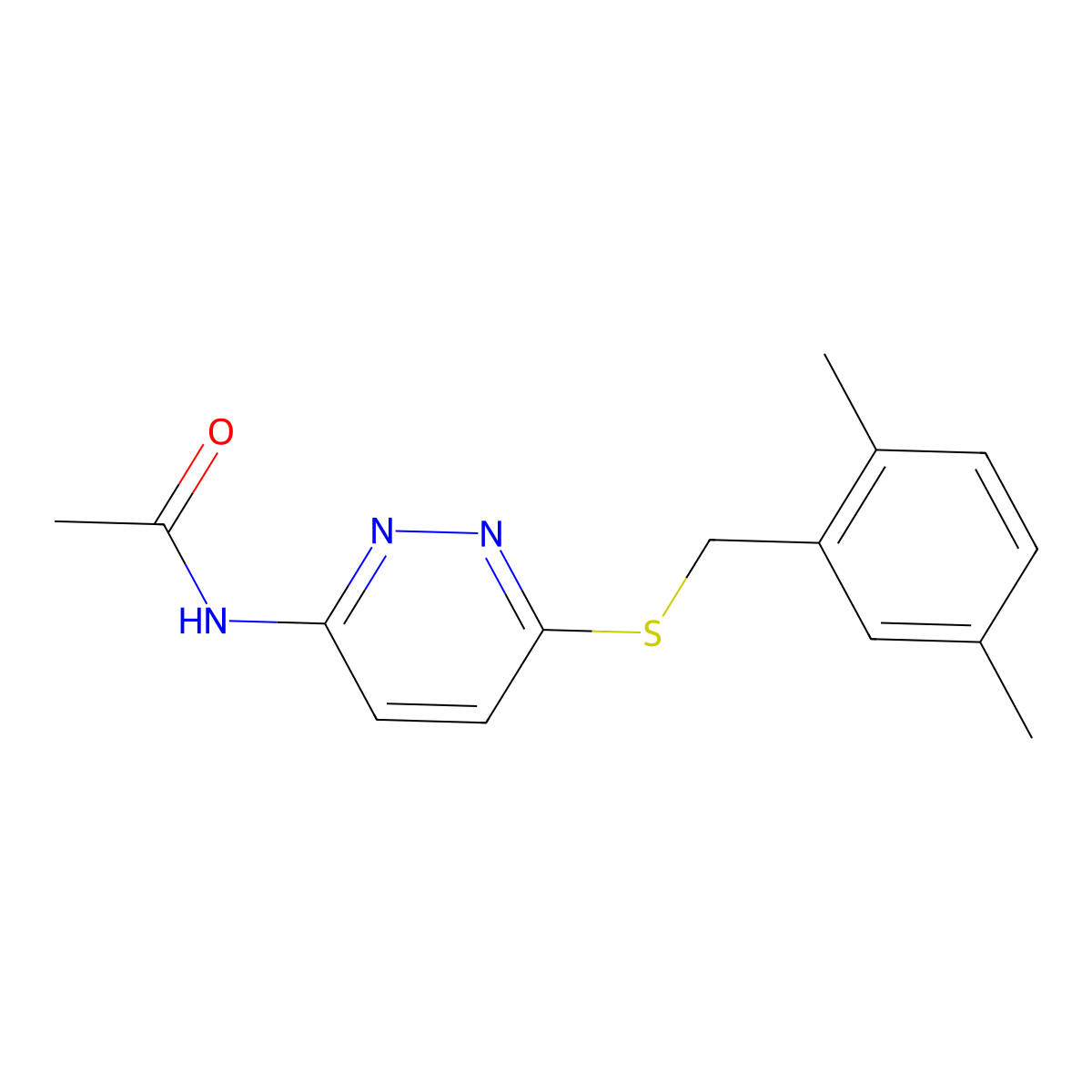 N-(6-{[(2,5-dimethylphenyl)methyl]sulfanyl}pyridazin-3-yl)acetamide molecular structure, CAS 1058217-37-0