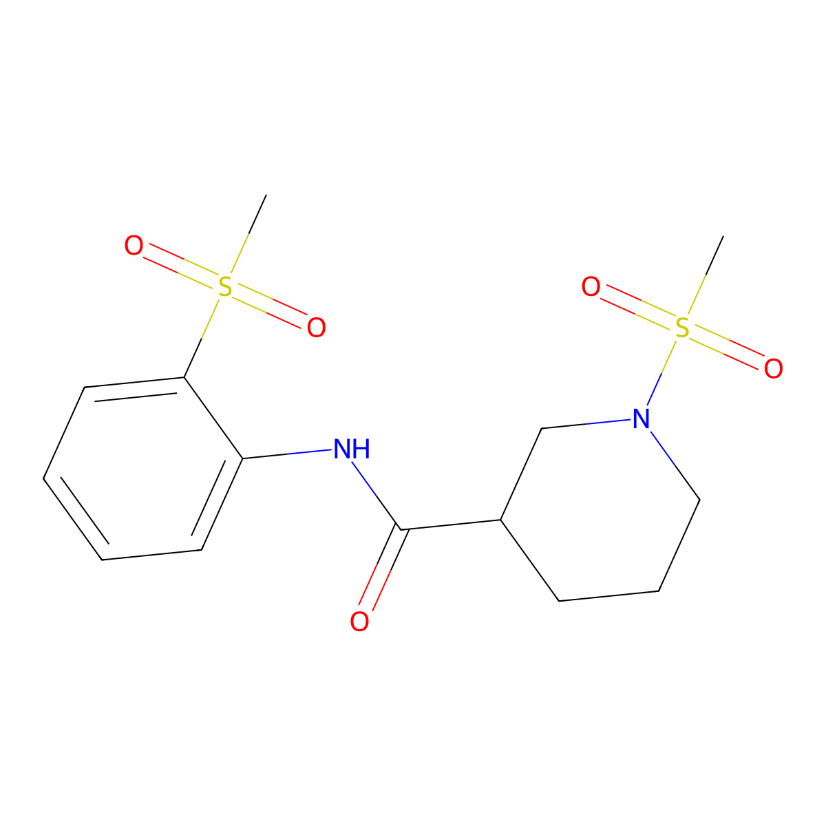 1-(methylsulfonyl)-N-(2-(methylsulfonyl)phenyl)piperidine-3-carboxamide molecular structure, CAS 1058218-61-3