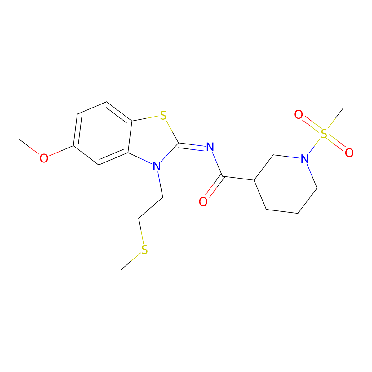 (Z)-N-(5-methoxy-3-(2-(methylthio)ethyl)benzo[d]thiazol-2(3H)-ylidene)-1-(methylsulfonyl)piperidine-3-carboxamide molecular structure, CAS 1058219-17-2