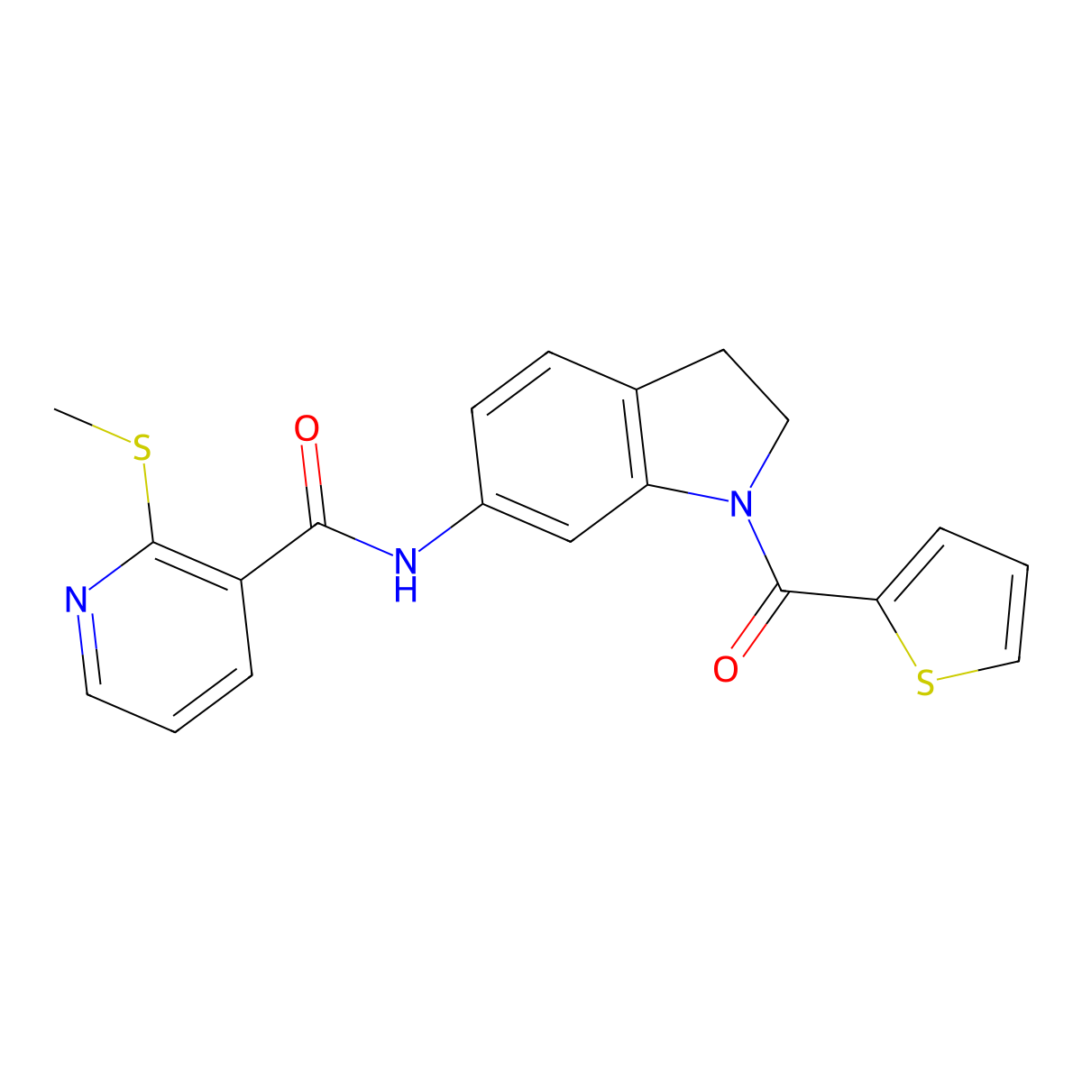 2-(methylthio)-N-(1-(thiophene-2-carbonyl)indolin-6-yl)nicotinamide molecular structure, CAS 1058220-11-3