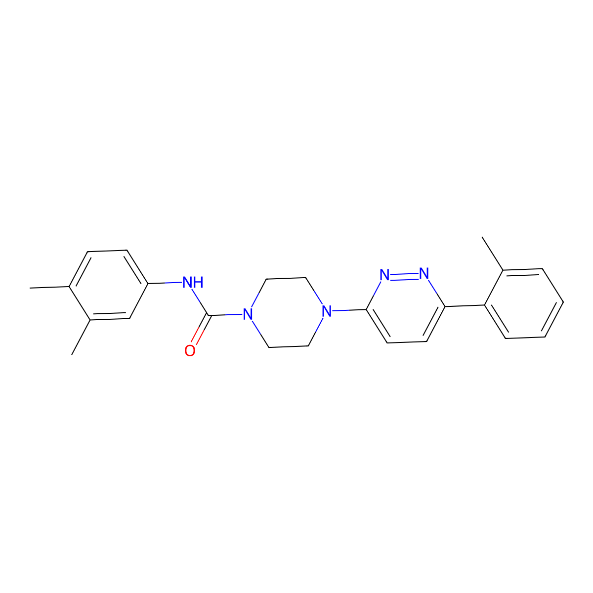 N-(3,4-dimethylphenyl)-4-(6-(o-tolyl)pyridazin-3-yl)piperazine-1-carboxamide molecular structure, CAS 1058223-19-0