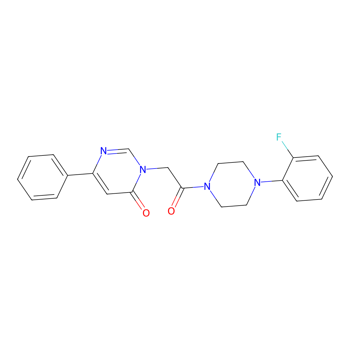 3-{2-[4-(2-Fluorophenyl)piperazin-1-yl]-2-oxoethyl}-6-phenyl-3,4-dihydropyrimidin-4-one molecular structure, CAS 1058225-71-0