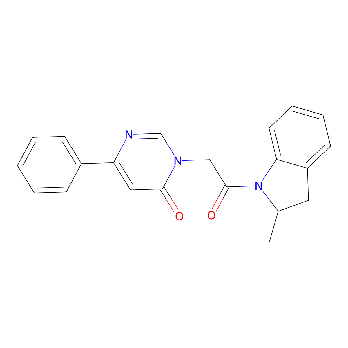 3-(2-(2-methylindolin-1-yl)-2-oxoethyl)-6-phenylpyrimidin-4(3H)-one molecular structure, CAS 1058225-81-2