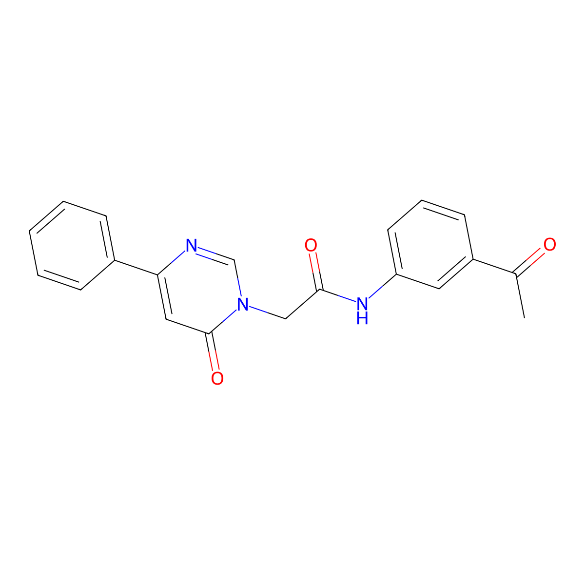N-(3-acetylphenyl)-2-(6-oxo-4-phenyl-1,6-dihydropyrimidin-1-yl)acetamide molecular structure, CAS 1058225-92-5