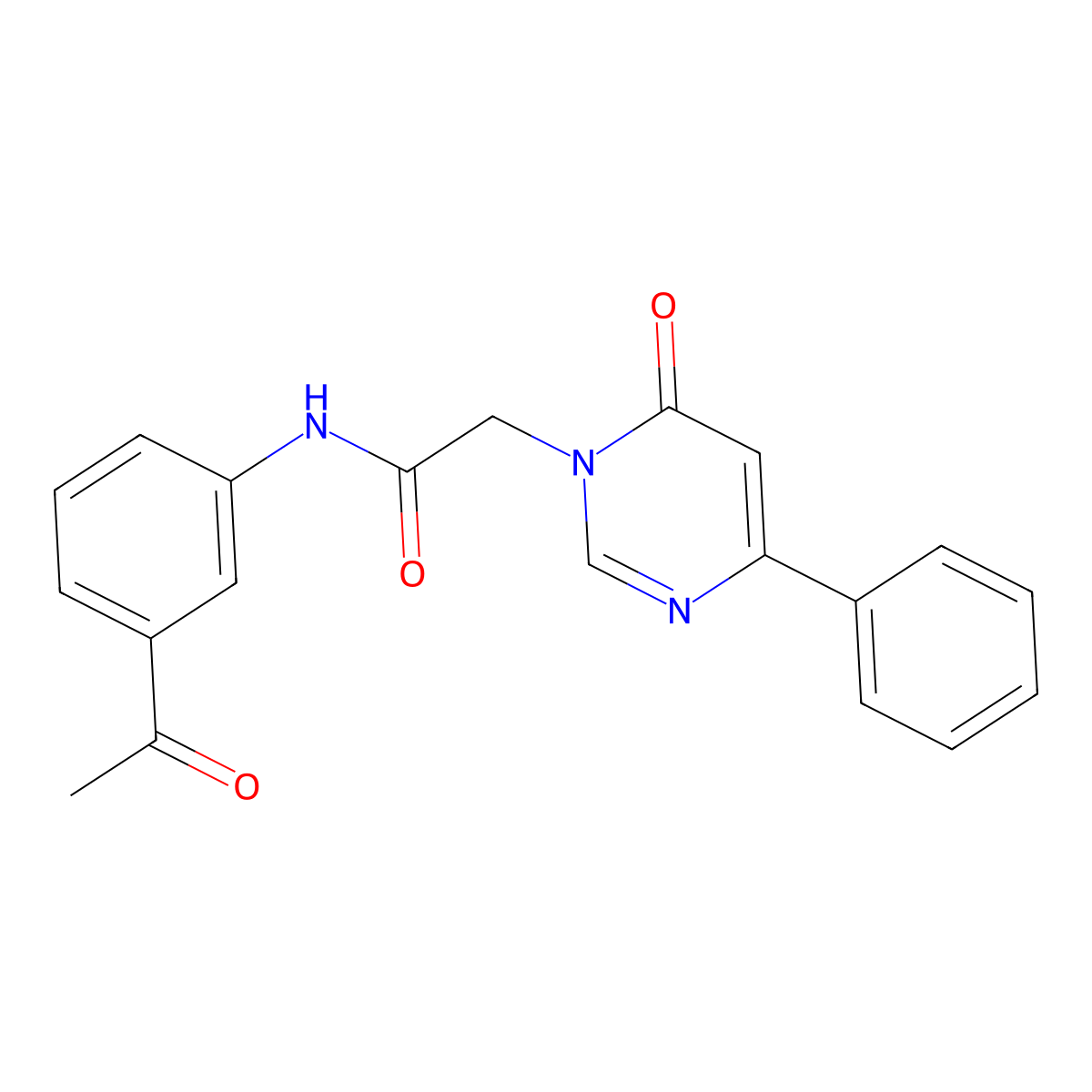 N-(3-acetylphenyl)-2-(6-oxo-4-phenyl-1,6-dihydropyrimidin-1-yl)acetamide molecular structure, CAS 1058225-92-5