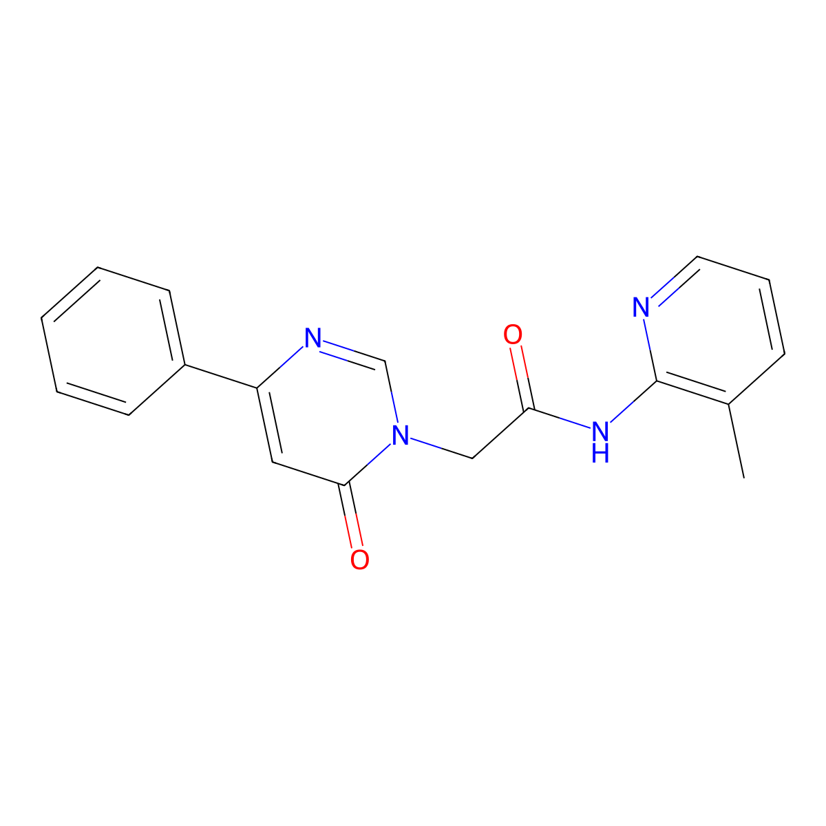 N-(3-methylpyridin-2-yl)-2-(6-oxo-4-phenyl-1,6-dihydropyrimidin-1-yl)acetamide molecular structure, CAS 1058225-97-0