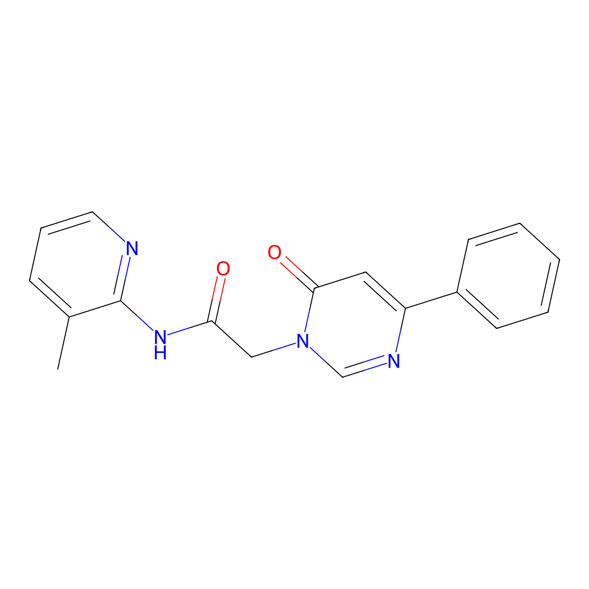 N-(3-methylpyridin-2-yl)-2-(6-oxo-4-phenyl-1,6-dihydropyrimidin-1-yl)acetamide molecular structure, CAS 1058225-97-0