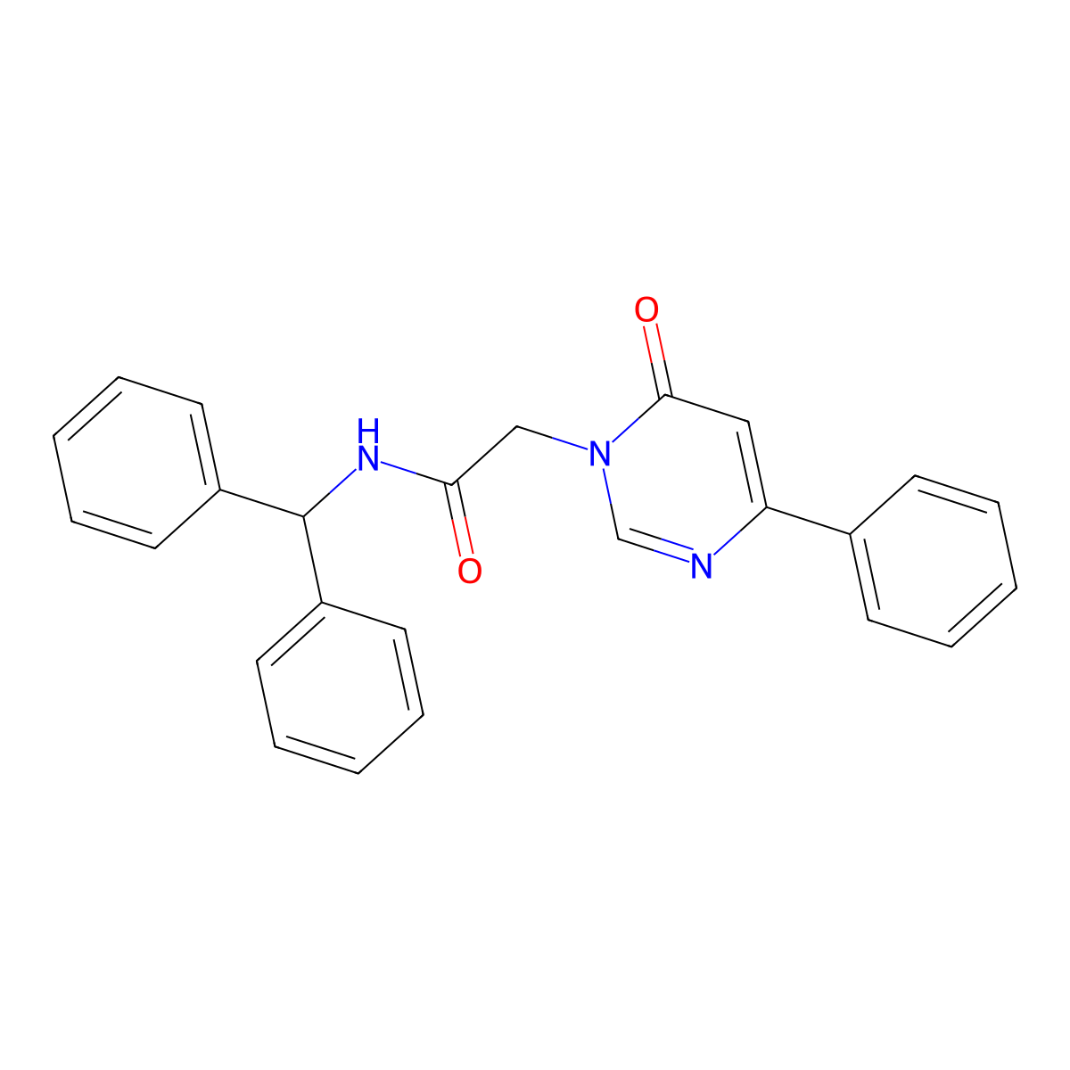 N-(diphenylmethyl)-2-(6-oxo-4-phenyl-1,6-dihydropyrimidin-1-yl)acetamide molecular structure, CAS 1058226-05-3