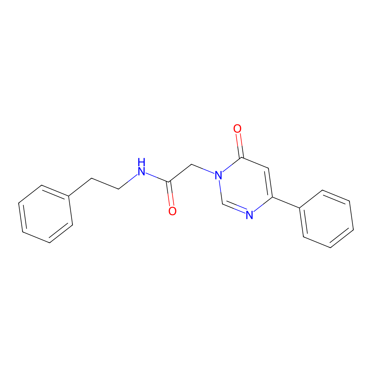 2-(6-oxo-4-phenyl-1,6-dihydropyrimidin-1-yl)-N-(2-phenylethyl)acetamide molecular structure, CAS 1058226-21-3