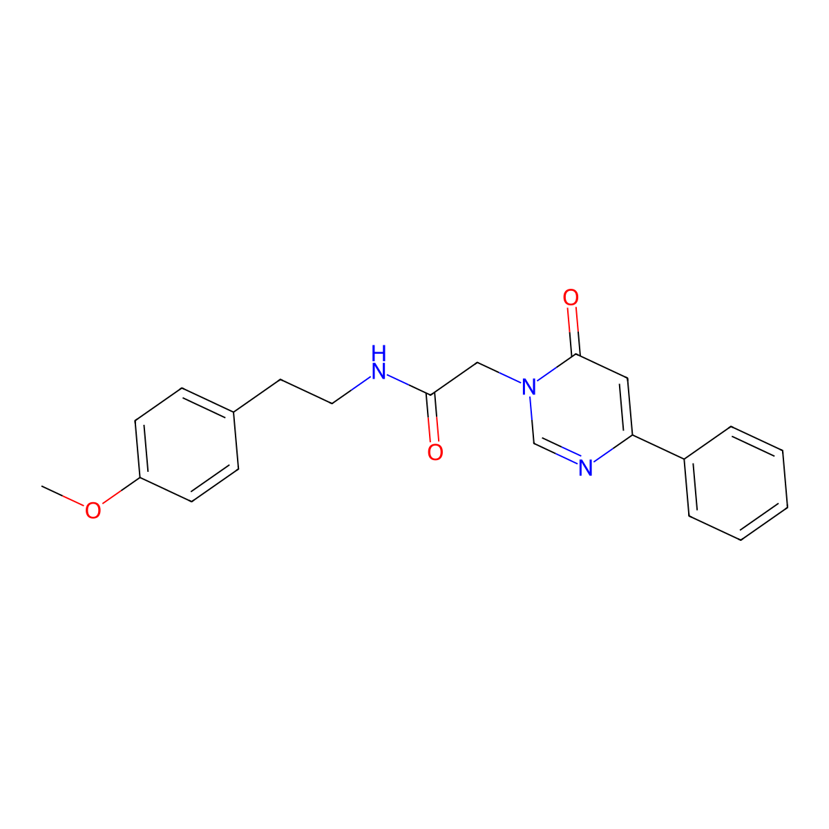 N-[2-(4-methoxyphenyl)ethyl]-2-(6-oxo-4-phenyl-1,6-dihydropyrimidin-1-yl)acetamide molecular structure, CAS 1058226-23-5