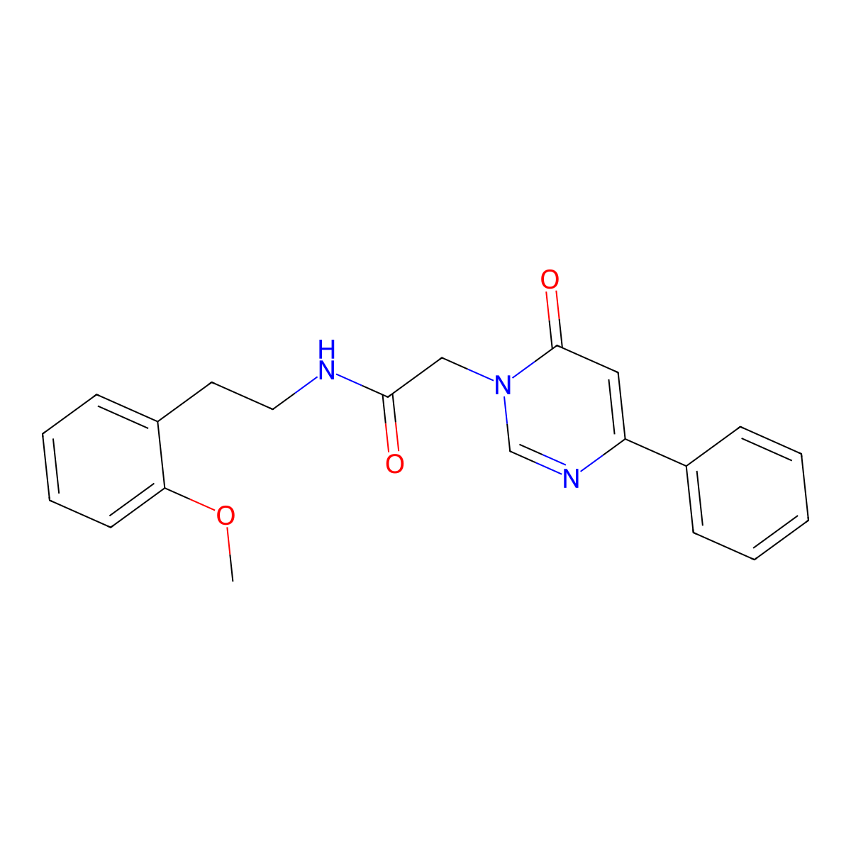 N-[2-(2-methoxyphenyl)ethyl]-2-(6-oxo-4-phenyl-1,6-dihydropyrimidin-1-yl)acetamide molecular structure, CAS 1058226-29-1