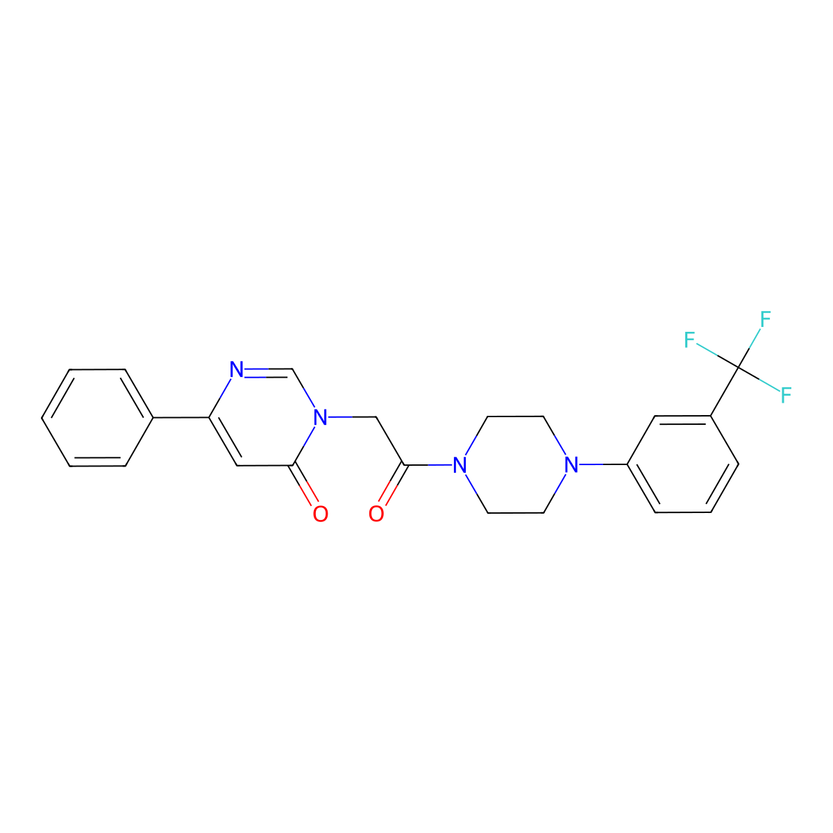 3-(2-Oxo-2-{4-[3-(trifluoromethyl)phenyl]piperazin-1-yl}ethyl)-6-phenyl-3,4-dihydropyrimidin-4-one molecular structure, CAS 1058226-41-7