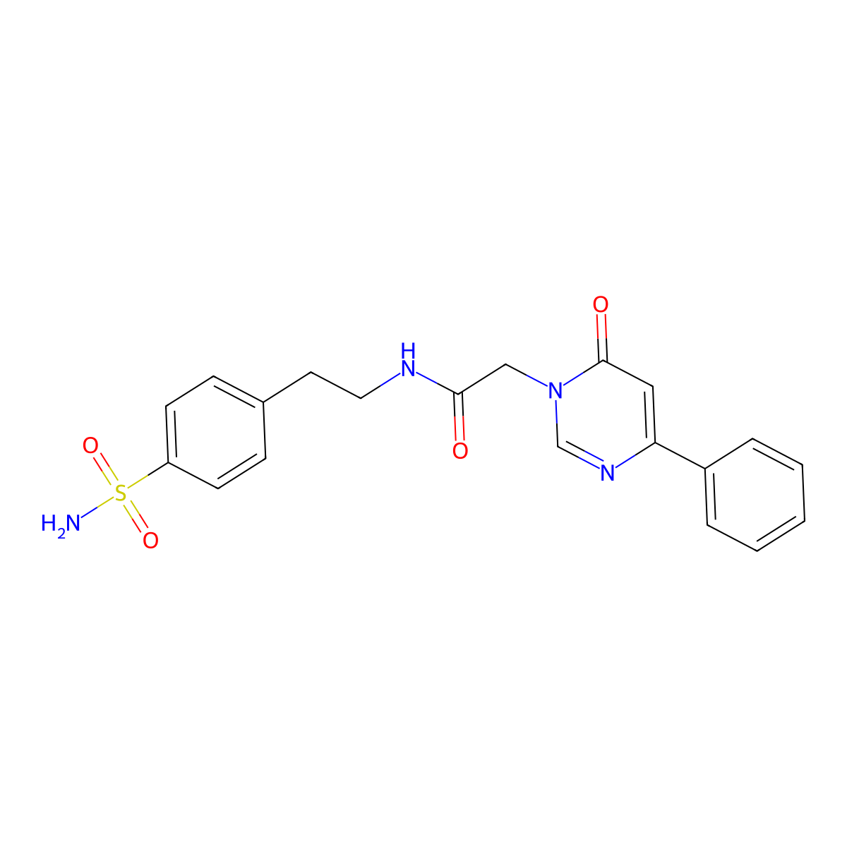 2-(6-oxo-4-phenyl-1,6-dihydropyrimidin-1-yl)-N-[2-(4-sulfamoylphenyl)ethyl]acetamide molecular structure, CAS 1058226-56-4
