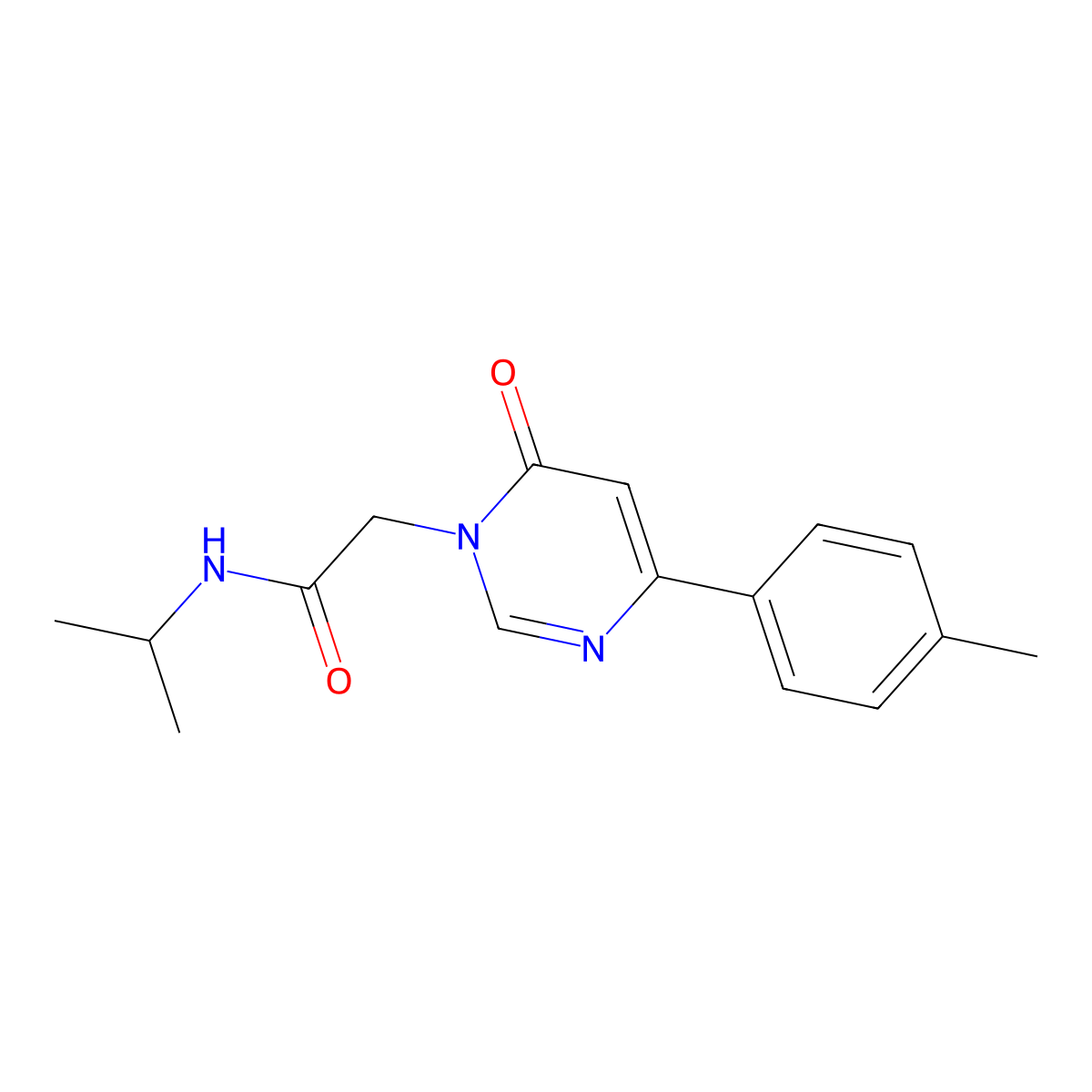 N-isopropyl-2-(6-oxo-4-(p-tolyl)pyrimidin-1(6H)-yl)acetamide molecular structure, CAS 1058226-58-6
