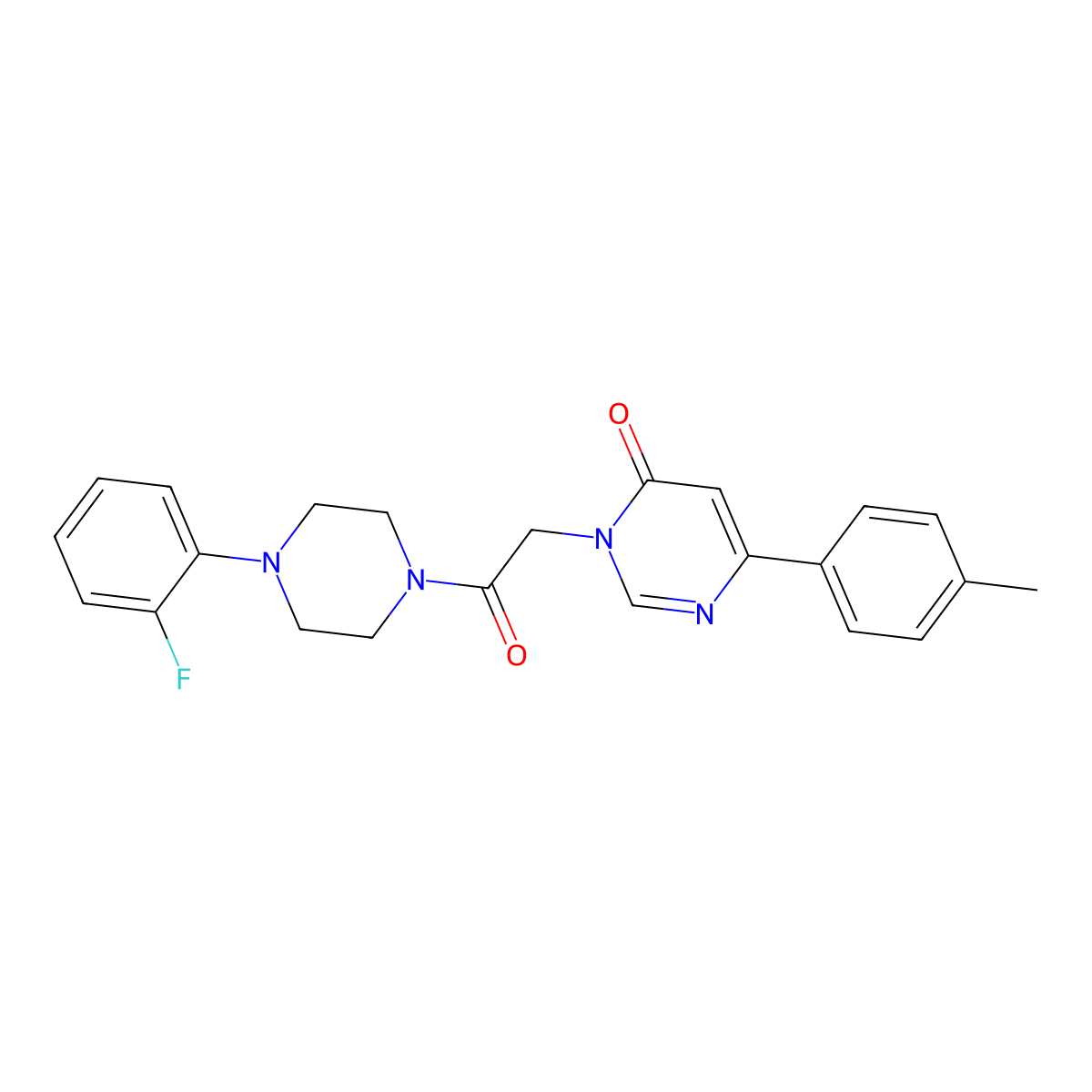 3-{2-[4-(2-Fluorophenyl)piperazin-1-yl]-2-oxoethyl}-6-(4-methylphenyl)-3,4-dihydropyrimidin-4-one molecular structure, CAS 1058226-68-8