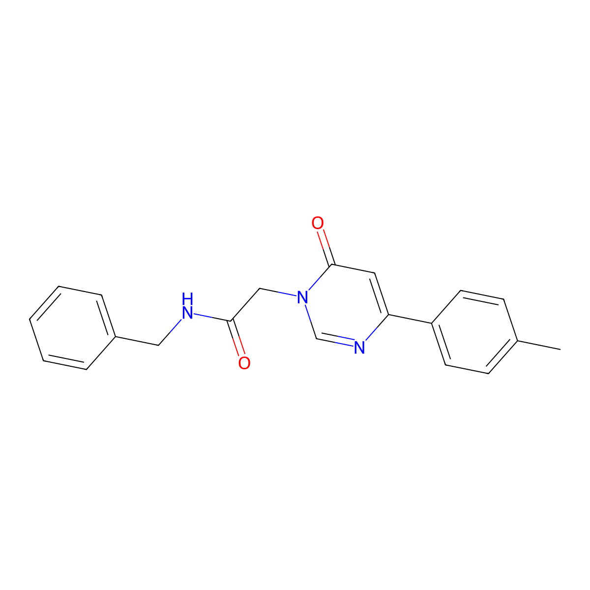 N-benzyl-2-(6-oxo-4-(p-tolyl)pyrimidin-1(6H)-yl)acetamide molecular structure, CAS 1058226-71-3