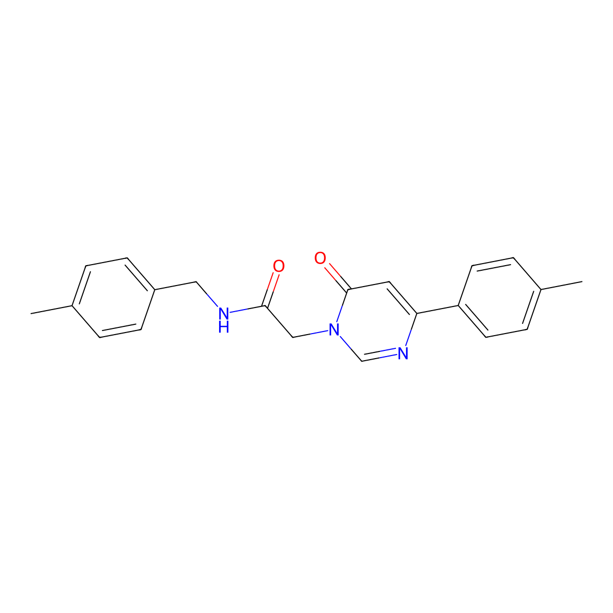2-[4-(4-methylphenyl)-6-oxo-1,6-dihydropyrimidin-1-yl]-N-[(4-methylphenyl)methyl]acetamide molecular structure, CAS 1058226-96-2