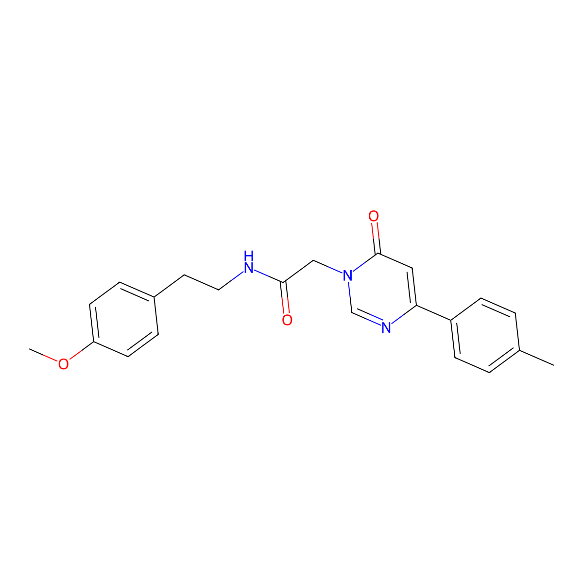 N-[2-(4-methoxyphenyl)ethyl]-2-[4-(4-methylphenyl)-6-oxo-1,6-dihydropyrimidin-1-yl]acetamide molecular structure, CAS 1058227-15-8