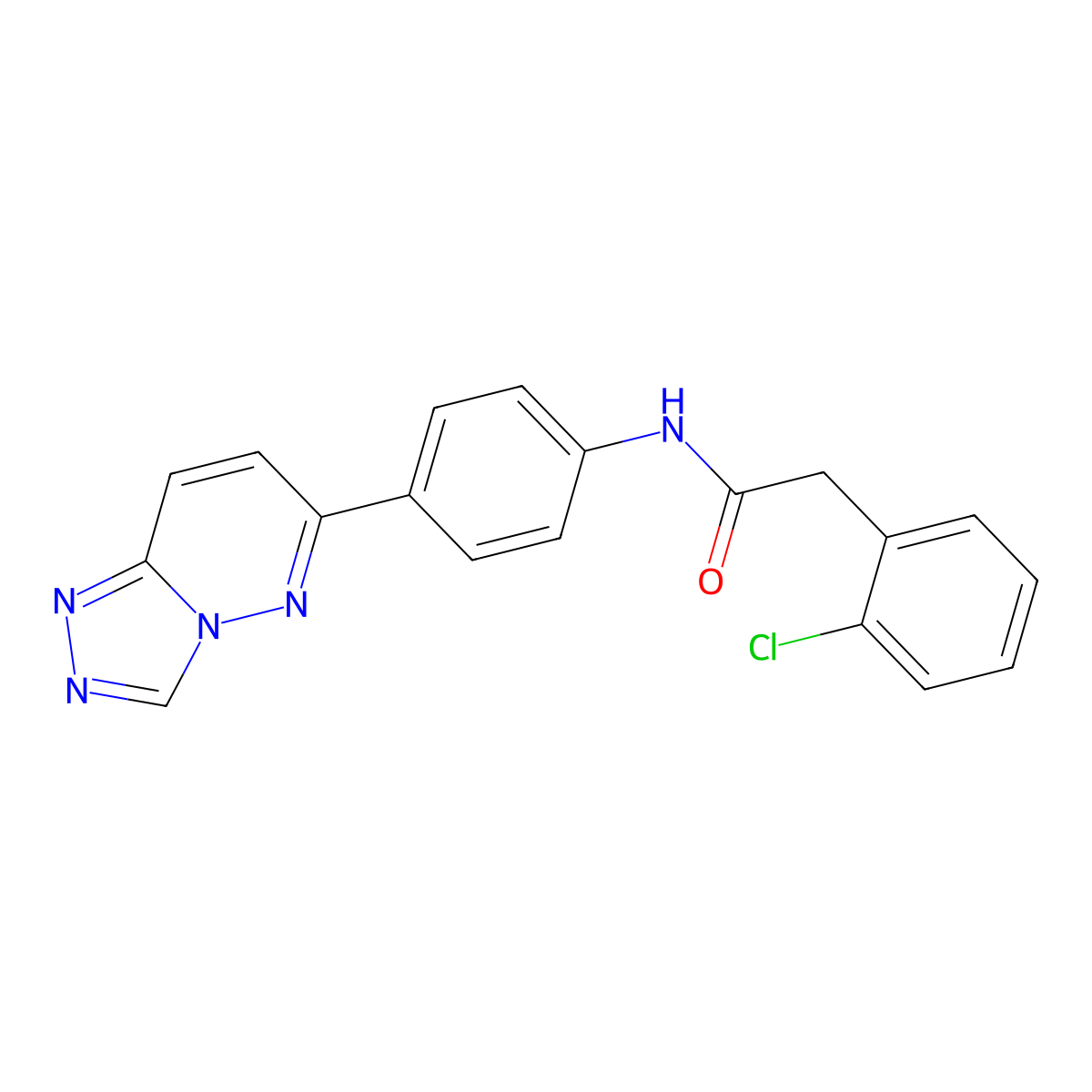 N-(4-([1,2,4]triazolo[4,3-b]pyridazin-6-yl)phenyl)-2-(2-chlorophenyl)acetamide molecular structure, CAS 1058229-52-9