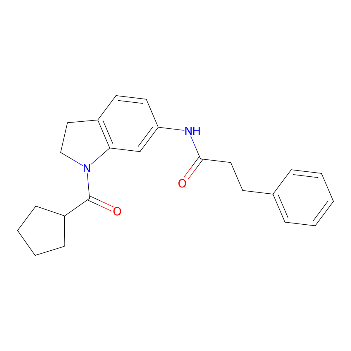 N-(1-(cyclopentanecarbonyl)indolin-6-yl)-3-phenylpropanamide molecular structure, CAS 1058230-37-7