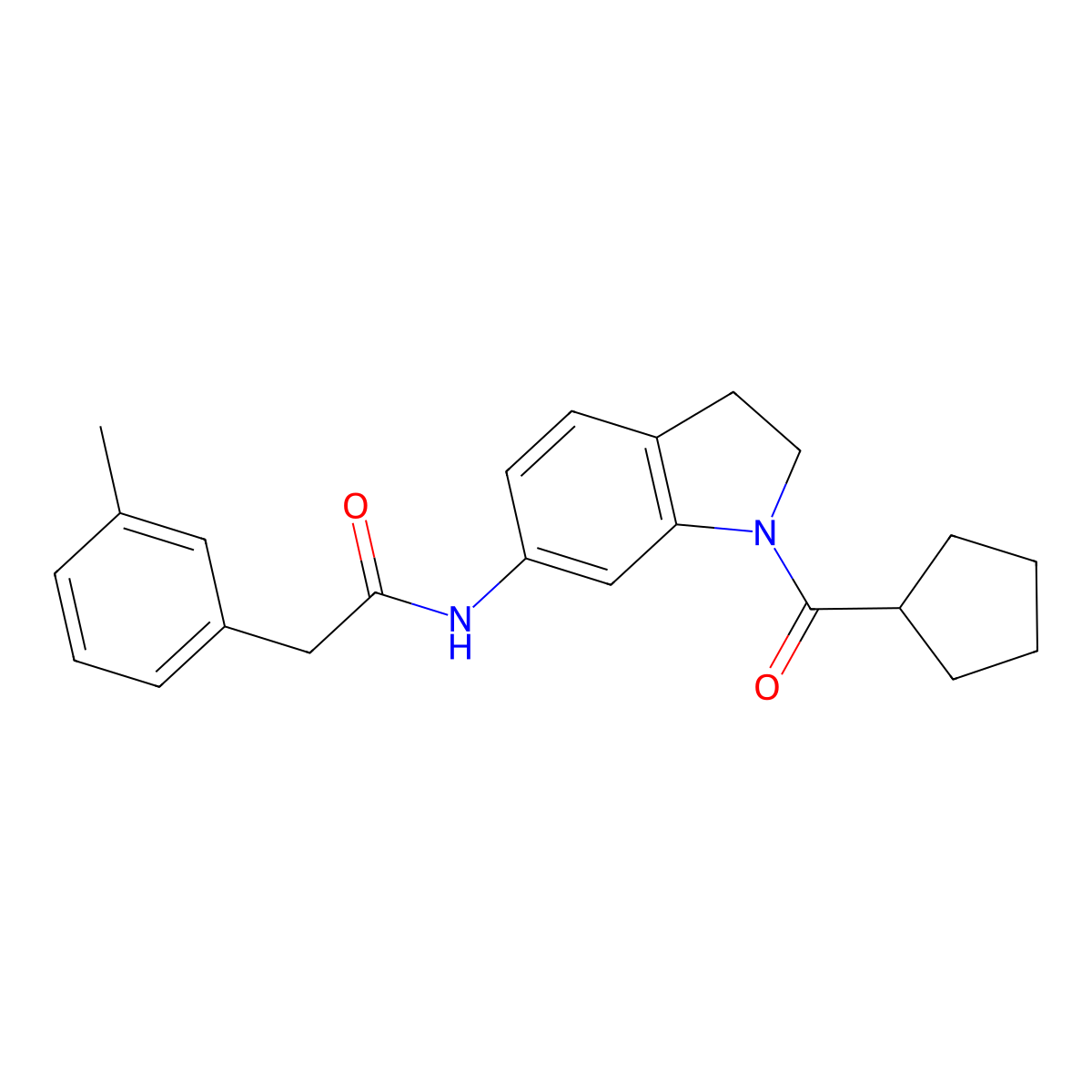 N-(1-cyclopentanecarbonyl-2,3-dihydro-1H-indol-6-yl)-2-(3-methylphenyl)acetamide molecular structure, CAS 1058230-42-4