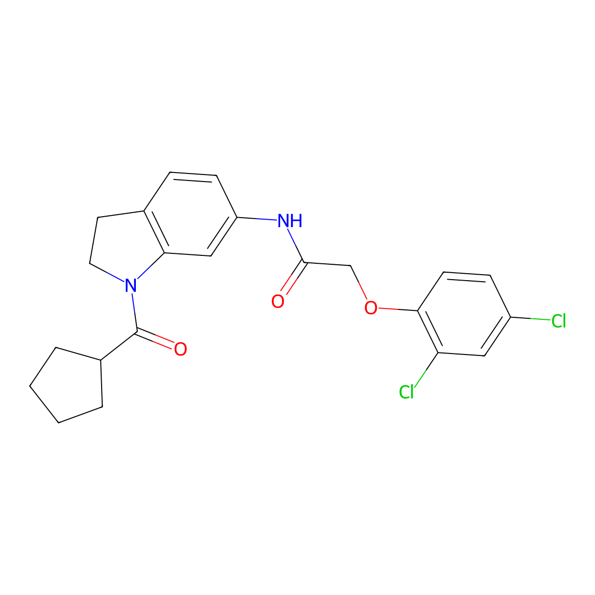 N-(1-(cyclopentanecarbonyl)indolin-6-yl)-2-(2,4-dichlorophenoxy)acetamide molecular structure, CAS 1058230-50-4