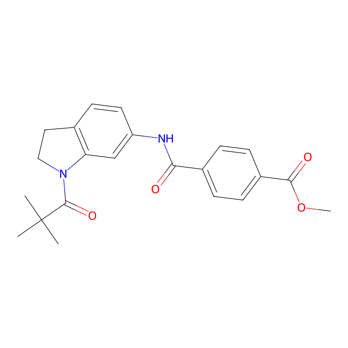 methyl 4-{[1-(2,2-dimethylpropanoyl)-2,3-dihydro-1H-indol-6-yl]carbamoyl}benzoate molecular structure, CAS 1058231-19-8
