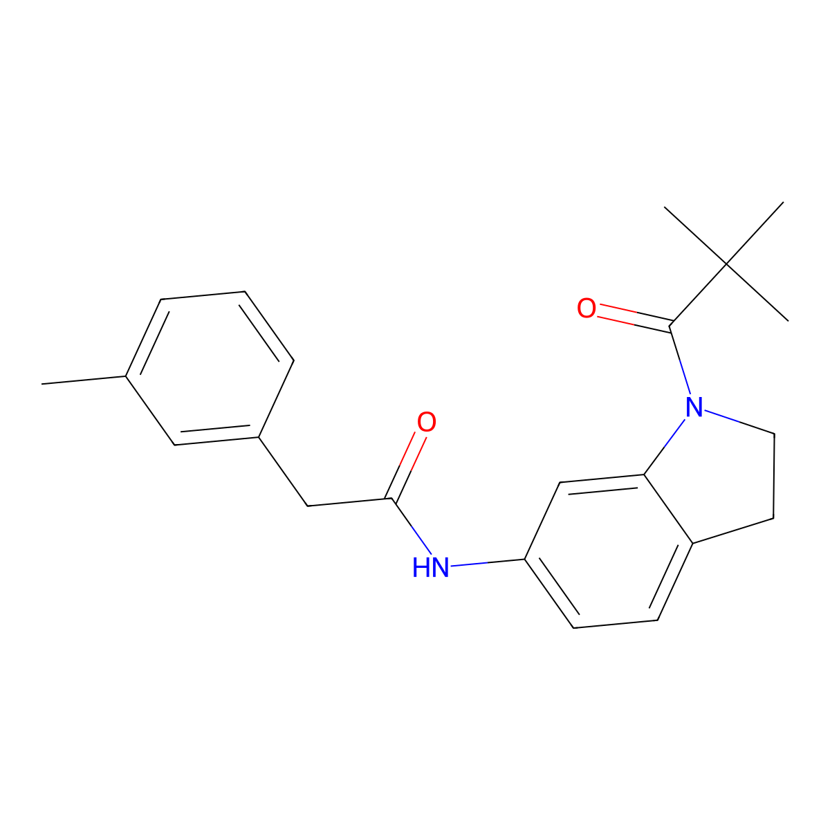 N-[1-(2,2-dimethylpropanoyl)-2,3-dihydro-1H-indol-6-yl]-2-(3-methylphenyl)acetamide molecular structure, CAS 1058231-32-5
