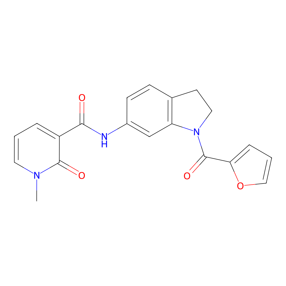 N-[1-(furan-2-carbonyl)-2,3-dihydro-1H-indol-6-yl]-1-methyl-2-oxo-1,2-dihydropyridine-3-carboxamide molecular structure, CAS 1058231-63-2