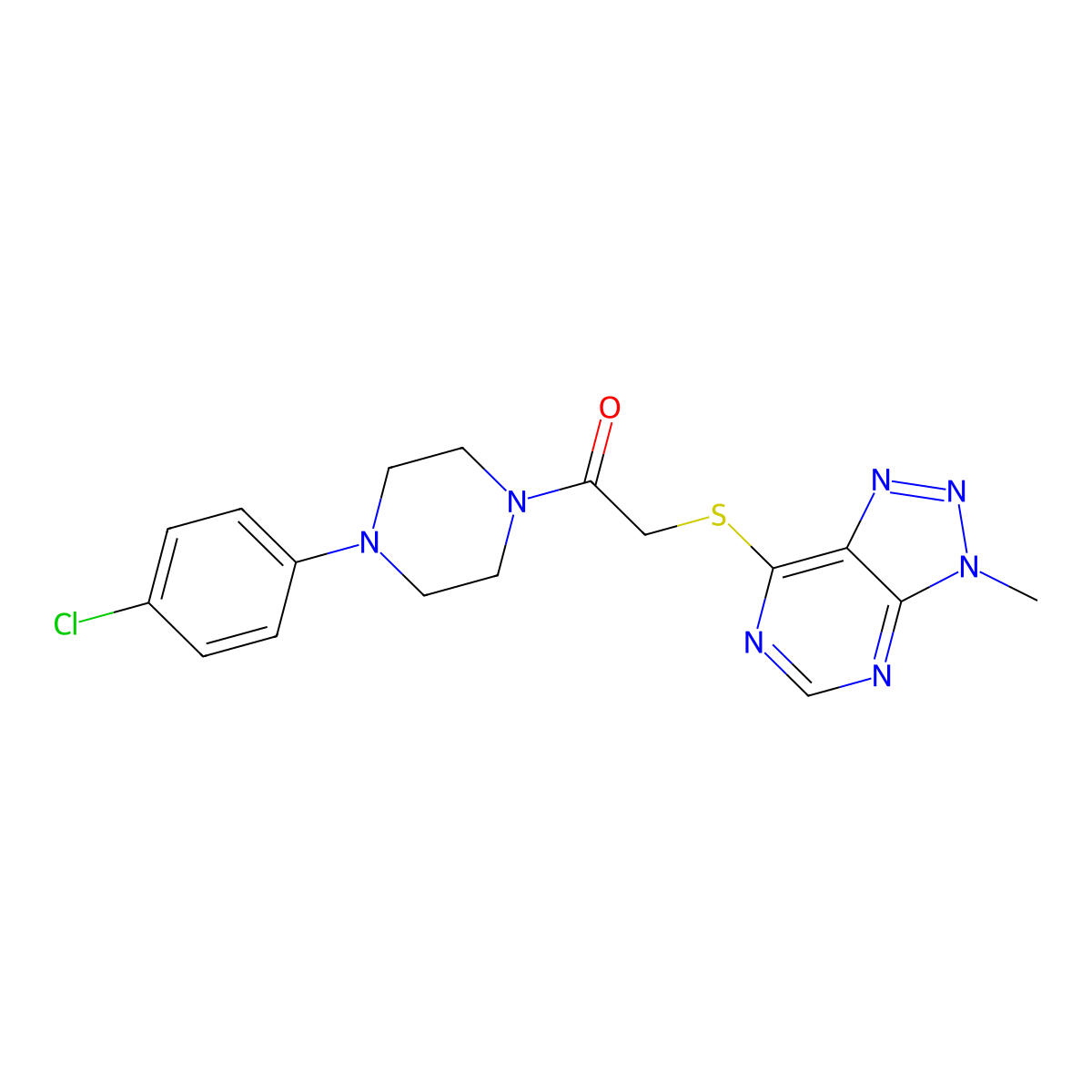 1-(4-(4-chlorophenyl)piperazin-1-yl)-2-((3-methyl-3H-[1,2,3]triazolo[4,5-d]pyrimidin-7-yl)thio)ethanone molecular structure, CAS 1058231-76-7