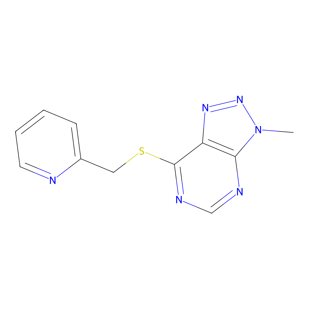 2-[({3-methyl-3H-[1,2,3]triazolo[4,5-d]pyrimidin-7-yl}sulfanyl)methyl]pyridine molecular structure, CAS 1058231-82-5