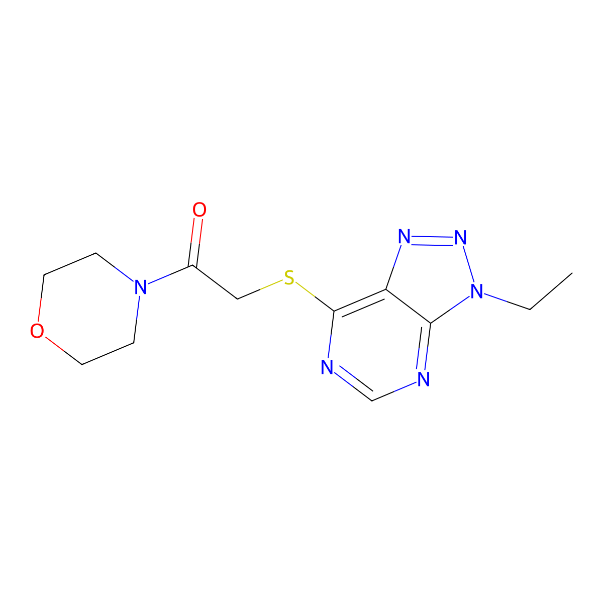 2-((3-ethyl-3H-[1,2,3]triazolo[4,5-d]pyrimidin-7-yl)thio)-1-morpholinoethanone molecular structure, CAS 1058231-86-9