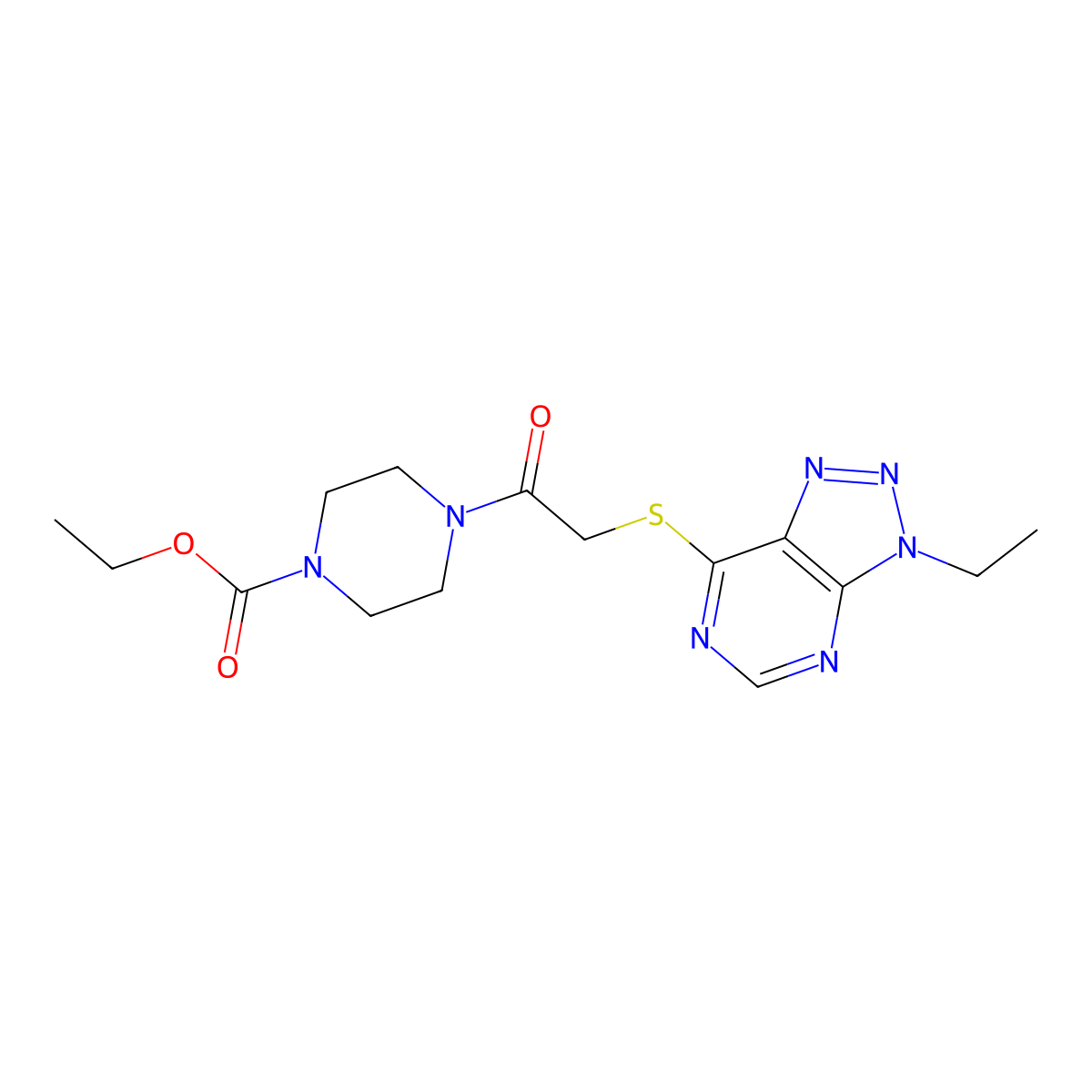 ethyl 4-[2-({3-ethyl-3H-[1,2,3]triazolo[4,5-d]pyrimidin-7-yl}sulfanyl)acetyl]piperazine-1-carboxylate molecular structure, CAS 1058231-87-0