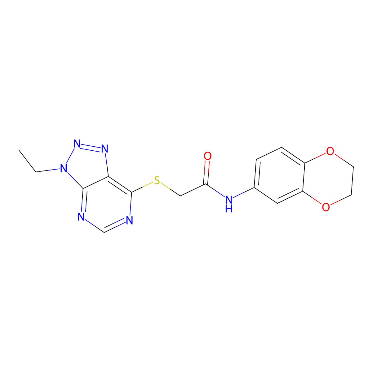 N-(2,3-dihydrobenzo[b][1,4]dioxin-6-yl)-2-((3-ethyl-3H-[1,2,3]triazolo[4,5-d]pyrimidin-7-yl)thio)acetamide molecular structure, CAS 1058231-96-1
