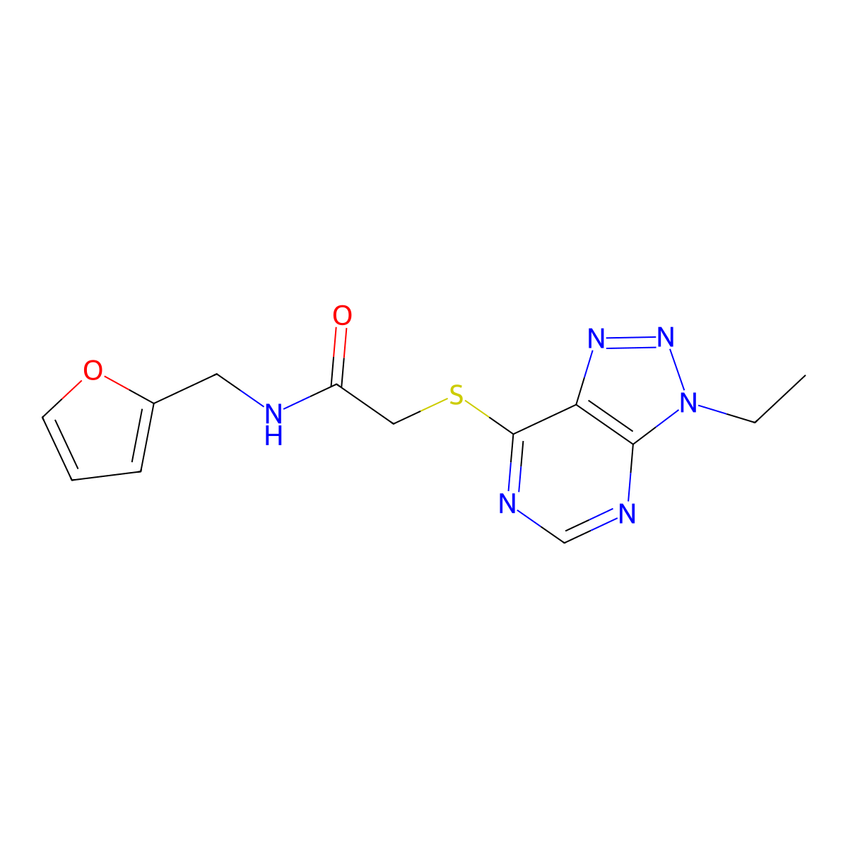 2-((3-ethyl-3H-[1,2,3]triazolo[4,5-d]pyrimidin-7-yl)thio)-N-(furan-2-ylmethyl)acetamide molecular structure, CAS 1058232-01-1