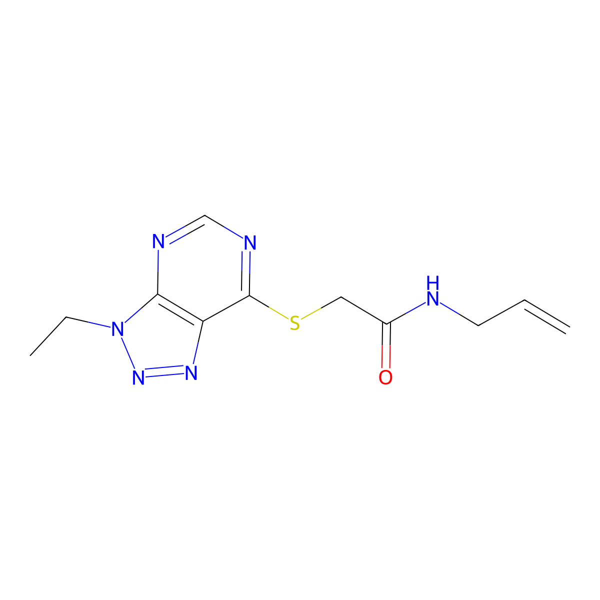 2-({3-ethyl-3H-[1,2,3]triazolo[4,5-d]pyrimidin-7-yl}sulfanyl)-N-(prop-2-en-1-yl)acetamide molecular structure, CAS 1058232-04-4
