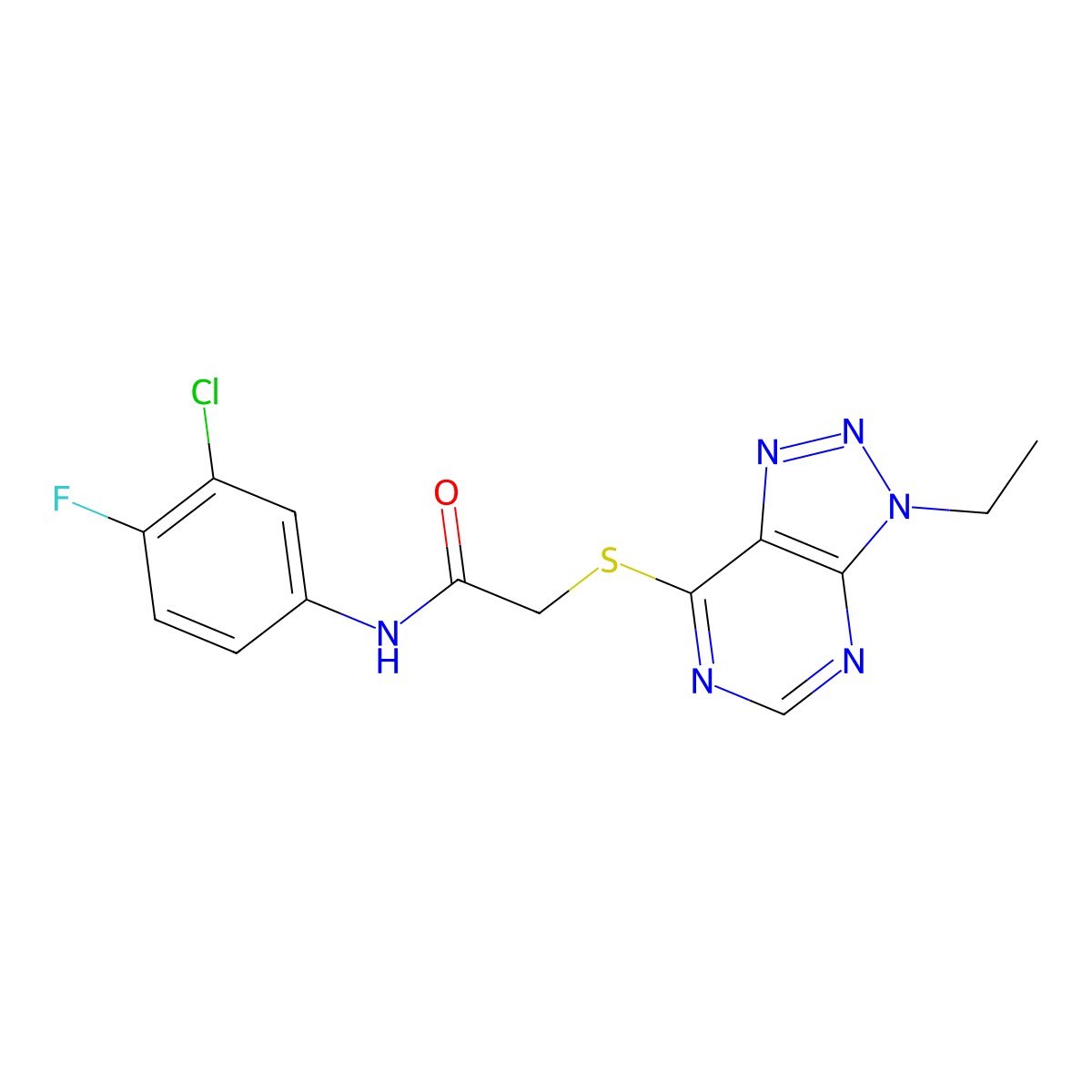 N-(3-chloro-4-fluorophenyl)-2-((3-ethyl-3H-[1,2,3]triazolo[4,5-d]pyrimidin-7-yl)thio)acetamide molecular structure, CAS 1058232-06-6