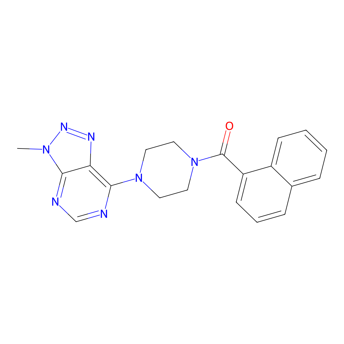 1-{3-methyl-3H-[1,2,3]triazolo[4,5-d]pyrimidin-7-yl}-4-(naphthalene-1-carbonyl)piperazine molecular structure, CAS 1058232-32-8