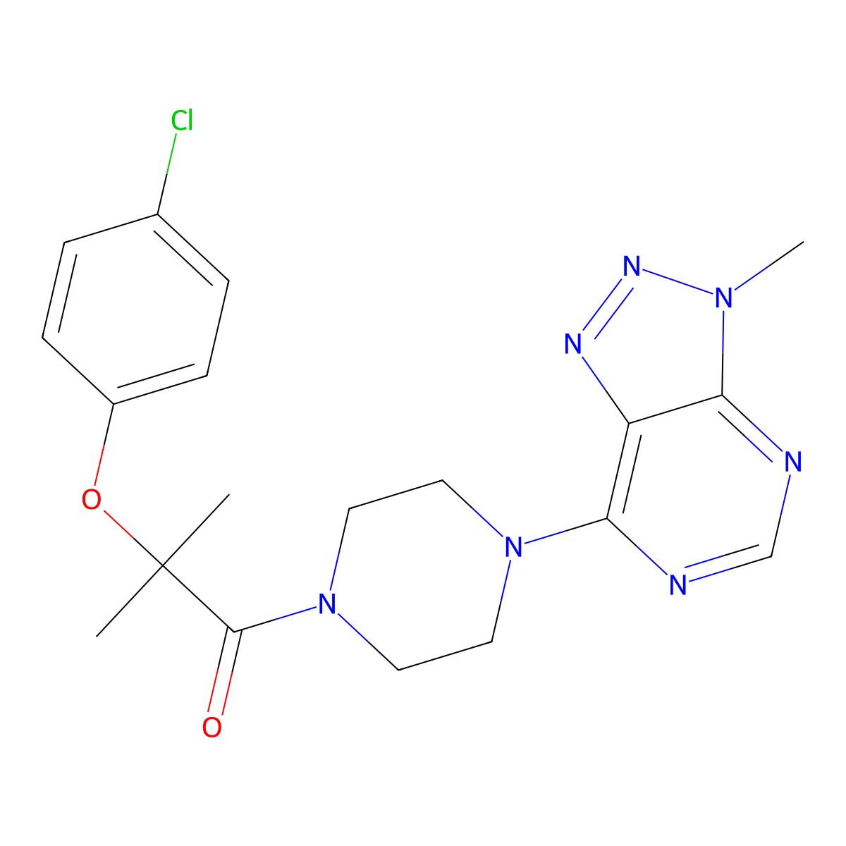 2-(4-chlorophenoxy)-2-methyl-1-(4-{3-methyl-3H-[1,2,3]triazolo[4,5-d]pyrimidin-7-yl}piperazin-1-yl)propan-1-one molecular structure, CAS 1058232-35-1