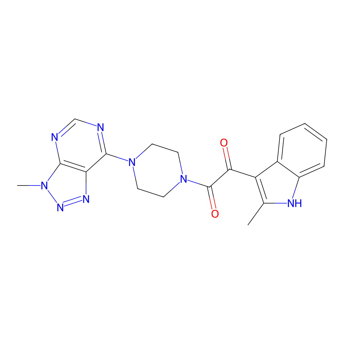 1-(2-methyl-1H-indol-3-yl)-2-(4-{3-methyl-3H-[1,2,3]triazolo[4,5-d]pyrimidin-7-yl}piperazin-1-yl)ethane-1,2-dione molecular structure, CAS 1058232-45-3