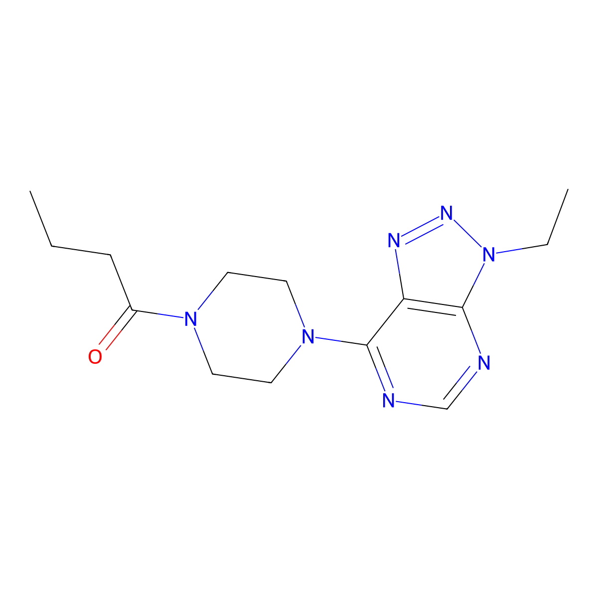 1-(4-{3-ethyl-3H-[1,2,3]triazolo[4,5-d]pyrimidin-7-yl}piperazin-1-yl)butan-1-one molecular structure, CAS 1058232-53-3