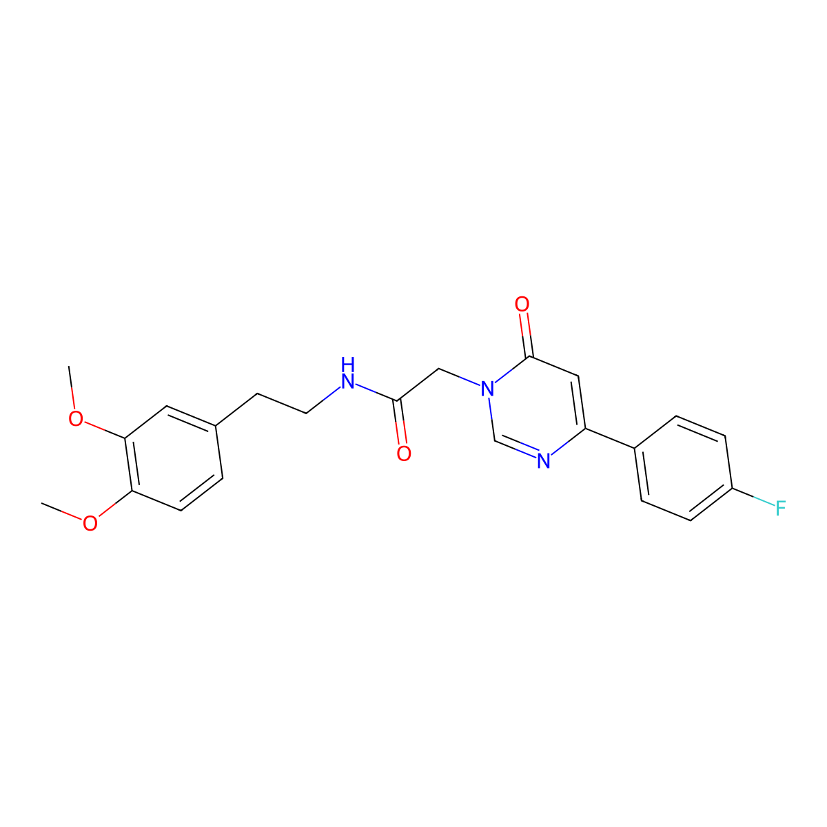 N-(3,4-dimethoxyphenethyl)-2-(4-(4-fluorophenyl)-6-oxopyrimidin-1(6H)-yl)acetamide molecular structure, CAS 1058232-80-6