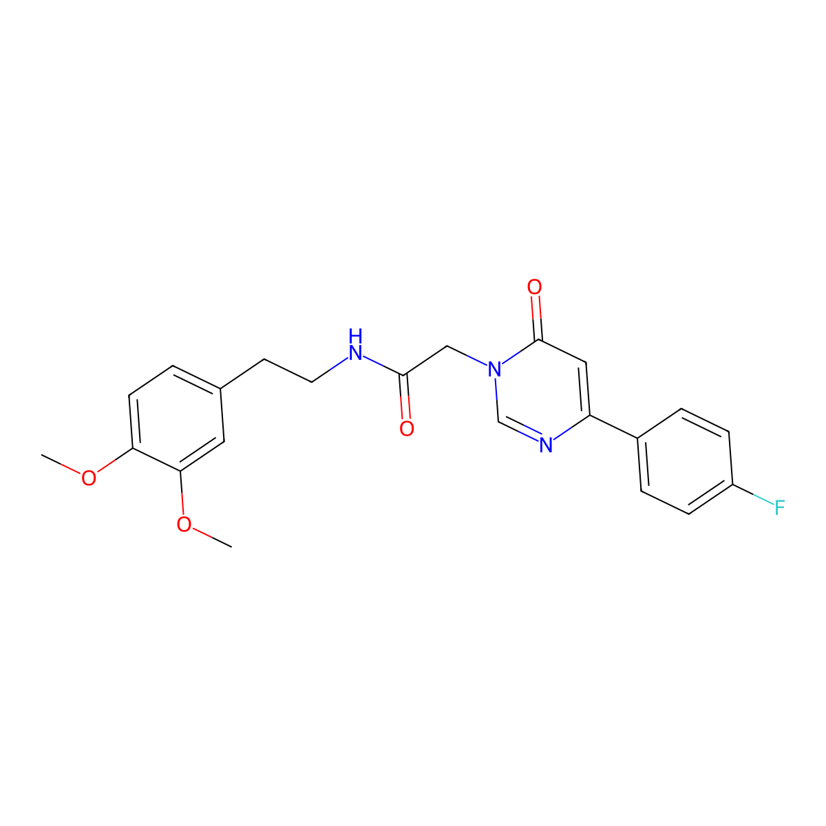 N-(3,4-dimethoxyphenethyl)-2-(4-(4-fluorophenyl)-6-oxopyrimidin-1(6H)-yl)acetamide molecular structure, CAS 1058232-80-6