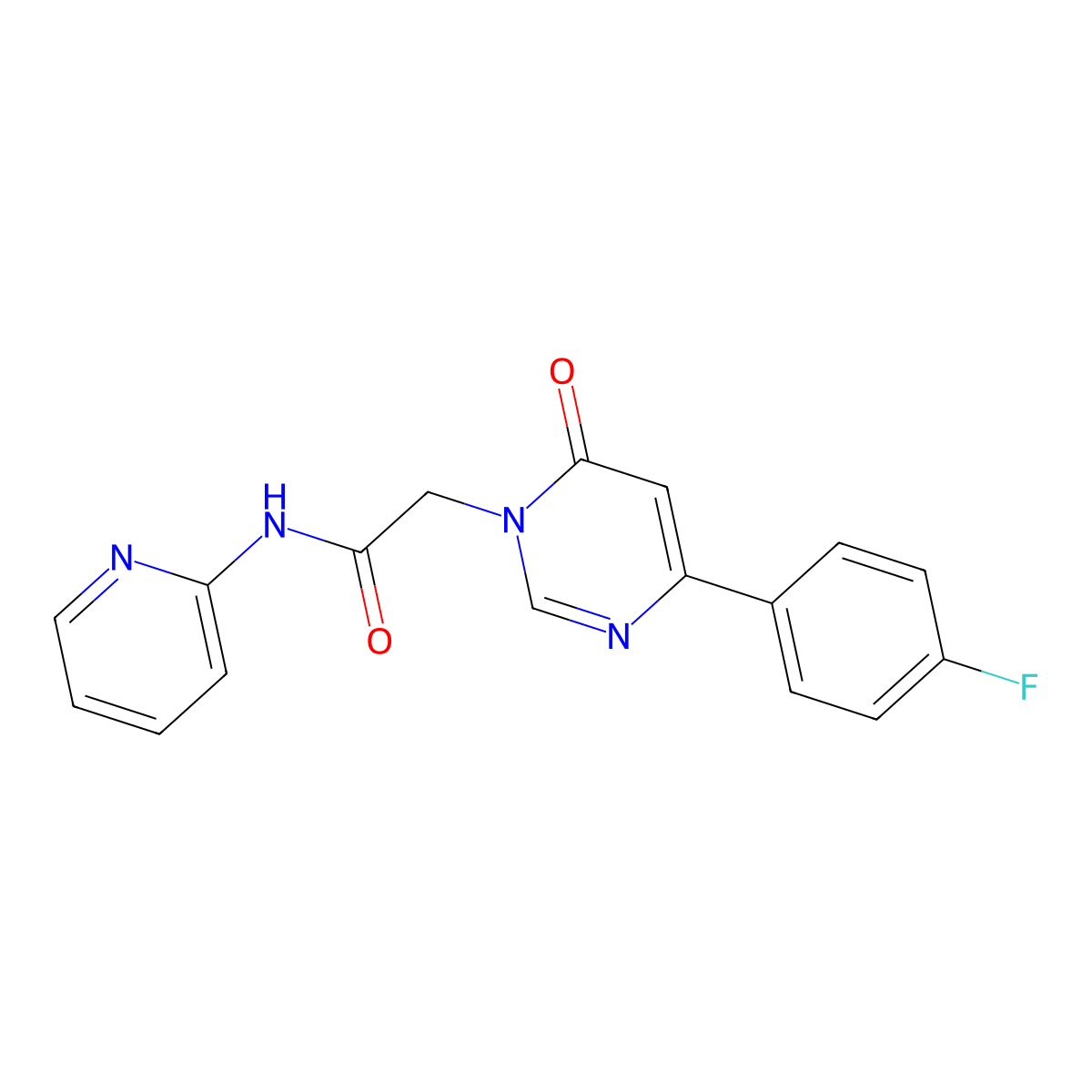 2-[4-(4-fluorophenyl)-6-oxo-1,6-dihydropyrimidin-1-yl]-N-(pyridin-2-yl)acetamide molecular structure, CAS 1058232-89-5