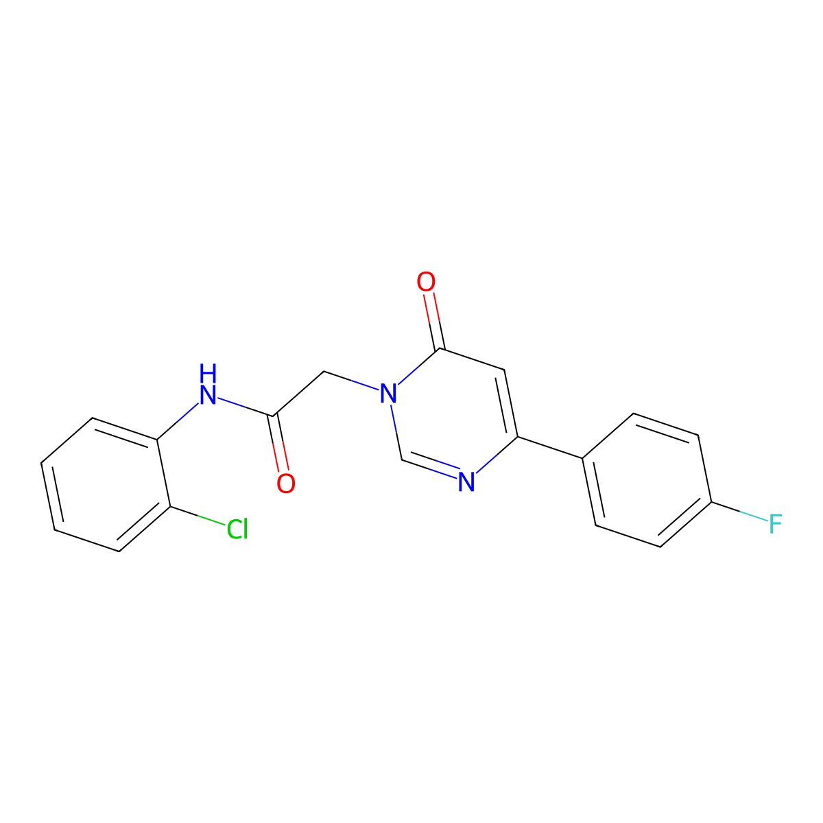N-(2-chlorophenyl)-2-(4-(4-fluorophenyl)-6-oxopyrimidin-1(6H)-yl)acetamide molecular structure, CAS 1058232-96-4