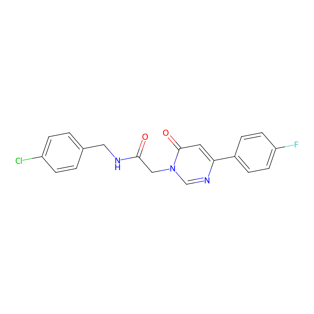 N-(4-chlorobenzyl)-2-(4-(4-fluorophenyl)-6-oxopyrimidin-1(6H)-yl)acetamide molecular structure, CAS 1058233-03-6