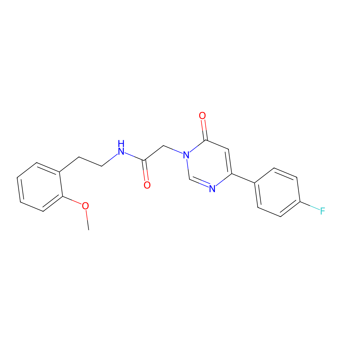 2-(4-(4-fluorophenyl)-6-oxopyrimidin-1(6H)-yl)-N-(2-methoxyphenethyl)acetamide molecular structure, CAS 1058233-05-8