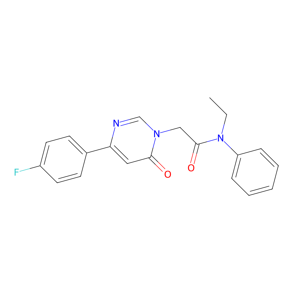 N-ethyl-2-(4-(4-fluorophenyl)-6-oxopyrimidin-1(6H)-yl)-N-phenylacetamide molecular structure, CAS 1058233-10-5