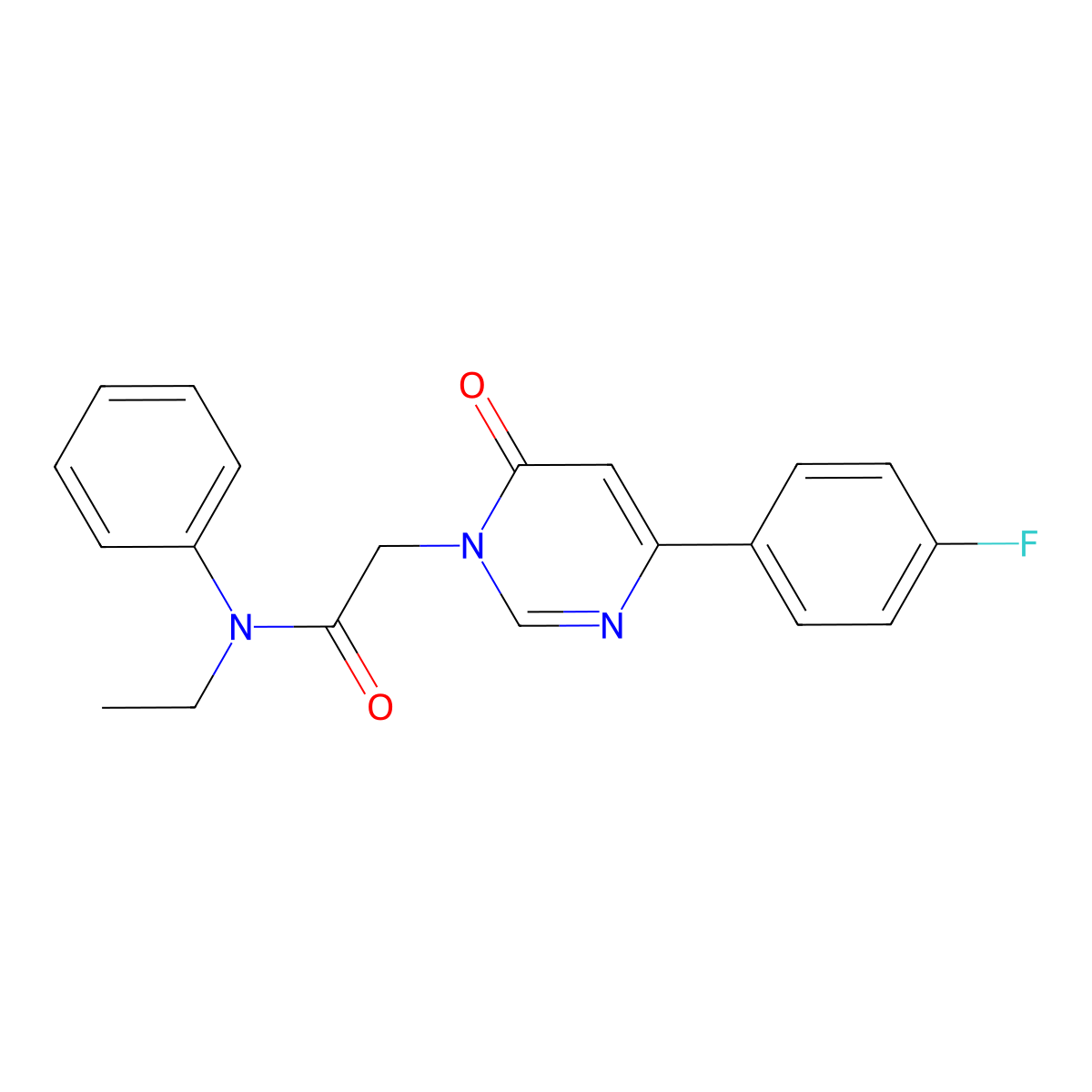 N-ethyl-2-(4-(4-fluorophenyl)-6-oxopyrimidin-1(6H)-yl)-N-phenylacetamide molecular structure, CAS 1058233-10-5