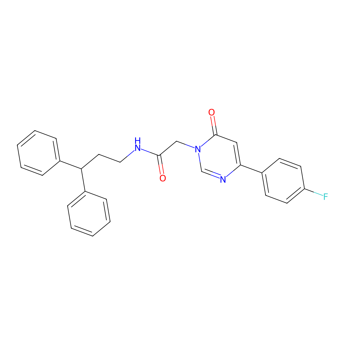 N-(3,3-diphenylpropyl)-2-(4-(4-fluorophenyl)-6-oxopyrimidin-1(6H)-yl)acetamide molecular structure, CAS 1058233-13-8